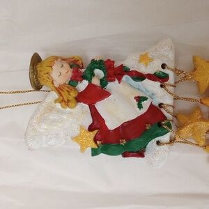 Angel Christmas Ornament with Gold Stars